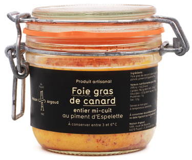 Maison Argaud Foie Gras De Canard Entier Mi-cuit Au Piment D'espelette 180gr