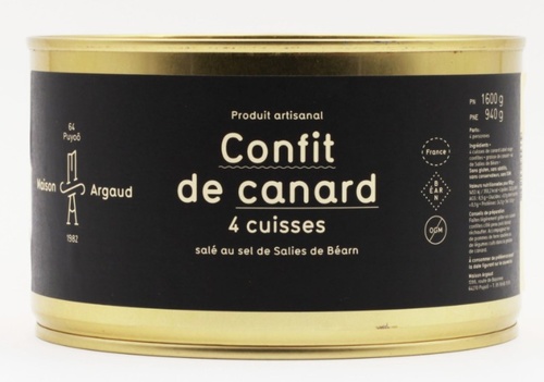 MAISON ARGAUD CONFIT DE CANARD 4 CUISSES 1600G