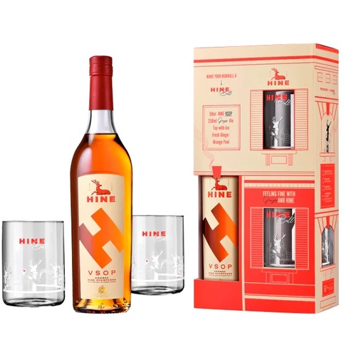 COFFRET COGNAC HINE VSOP + 2 VERRES 40% 70CL
